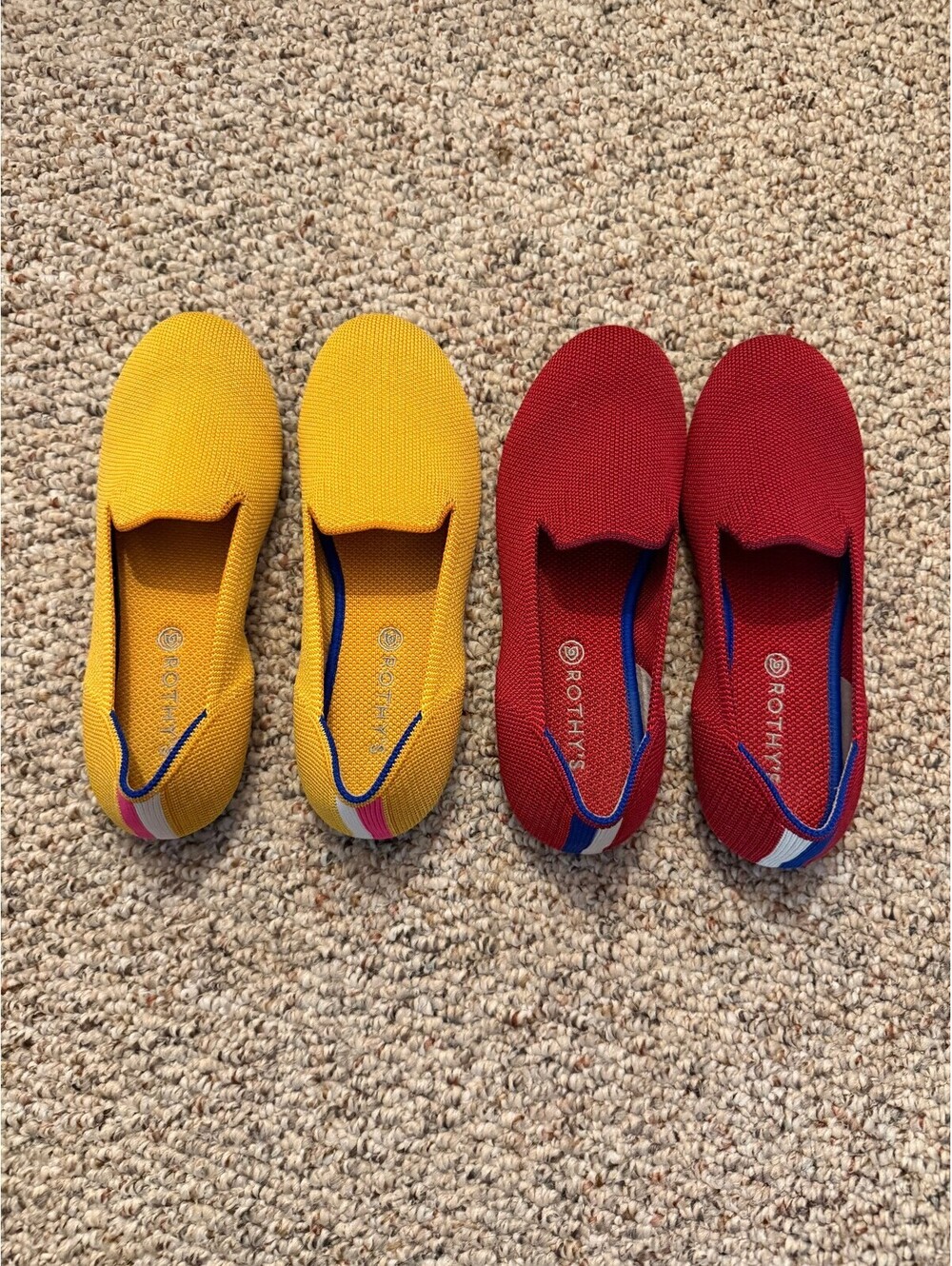 Rothy's kids (2) yellow/red loafer flats
